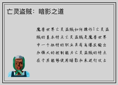 亡灵盗贼：暗影之道